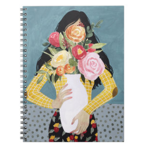 Caderno Espiral Flor Vase Girl