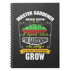 Caderno Espiral Flor Verde da Planta do Polegar Mestre Gardener