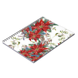 Caderno Espiral Flor Vermelho de Poinsettia, Ricas Festivas, Livro