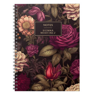 Caderno Espiral Flor Vermelho Gótico Floral Flor Flor Flores Flore