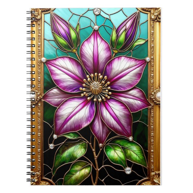 Caderno Espiral Flor vibrante ornadamente enquadrada (Frente)