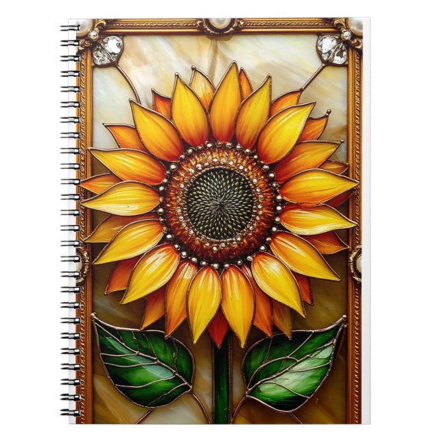 Caderno Espiral Flor vibrante ornadamente enquadrada (Frente)
