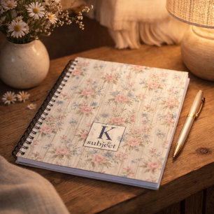 Caderno Espiral Flor Vintage Rústico Chic Floral - Casa de Fazenda