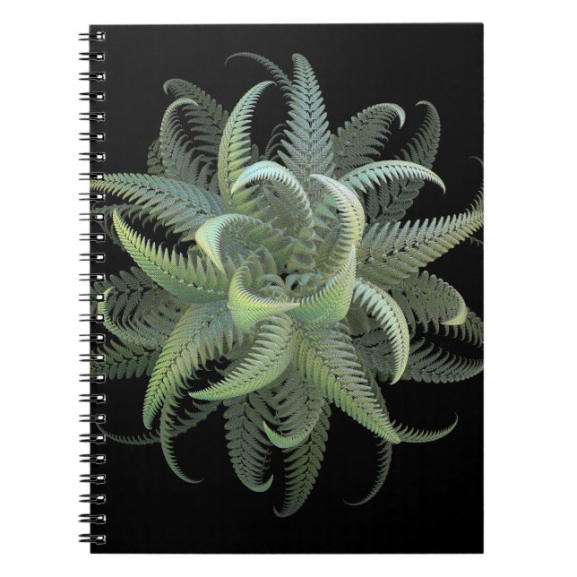 Caderno Espiral Floração de Samambaia Fractal (Frente)