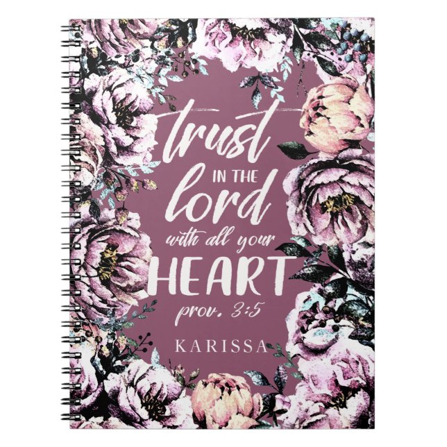 Caderno Espiral Florais Bonito| Diário de script| Texto claro (Frente)