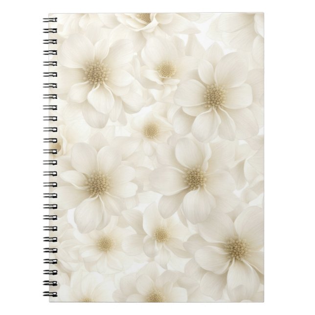 Caderno Espiral Floral Abstrato Marfim Macio (Frente)