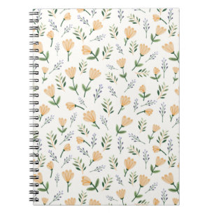 Caderno Espiral Floral Amarelo Minimalista