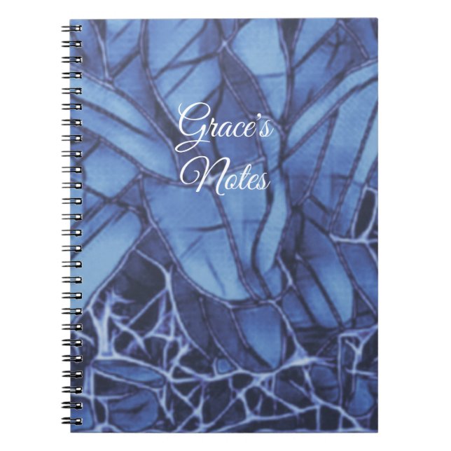 Caderno Espiral Floral Azul Escuro A Monograma (Frente)
