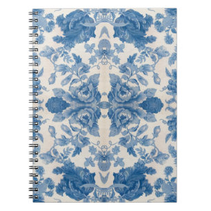 Caderno Espiral Floral azul-vegetal legante