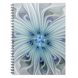 Caderno Espiral Floral Beauty Abstrato Modern Blue Pastel Flower