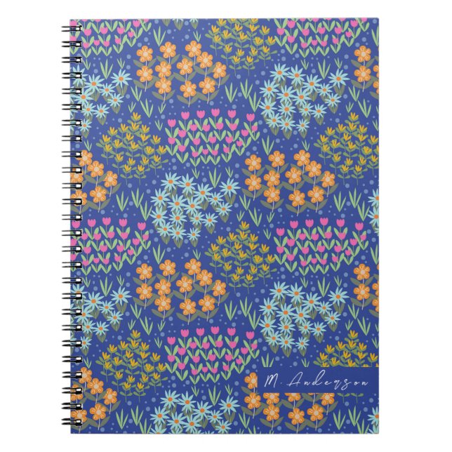 Caderno Espiral Floral Bed Blue (Frente)