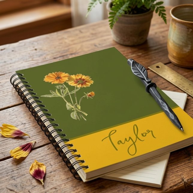 Caderno Espiral Floral botânico  (Criador carregado)