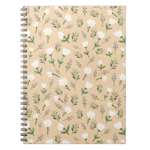 Caderno Espiral Floral branca minimalista