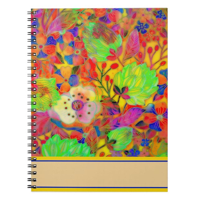 Caderno Espiral Floral brilhante (Frente)