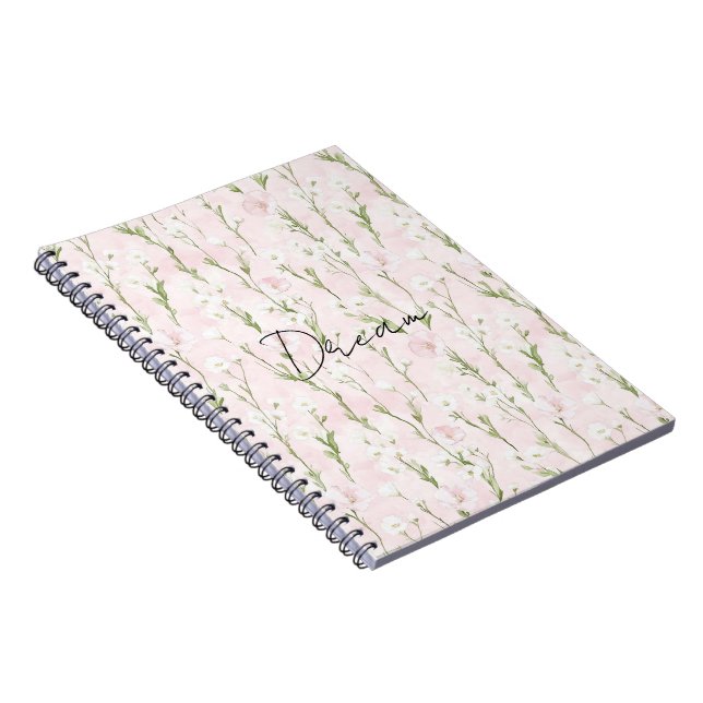 Caderno Espiral Floral Cor-de-rosa (Lado Direito)