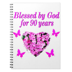Caderno Espiral FLORAL DE ANIVERSÁRIO DE 90 bonito