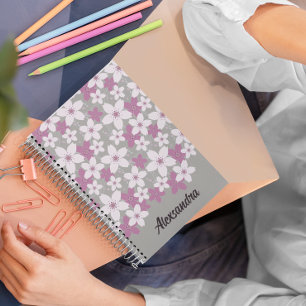 Caderno Espiral Floral de Blossomas de Cereja Personalizados