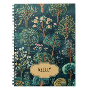 Caderno Espiral Floral de Flores Naturais Bordadas Verdes