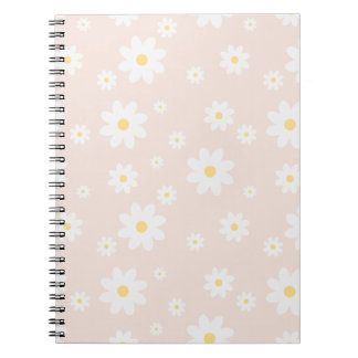 Caderno Espiral Floral de Margarida Branca Simples