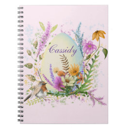 Caderno Espiral Floral de primavera de Pássaros do Ovo de Páscoa