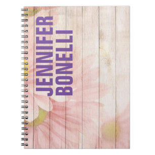 Caderno Espiral Floral de Texto Negrito Mínimo Moderno Personaliz