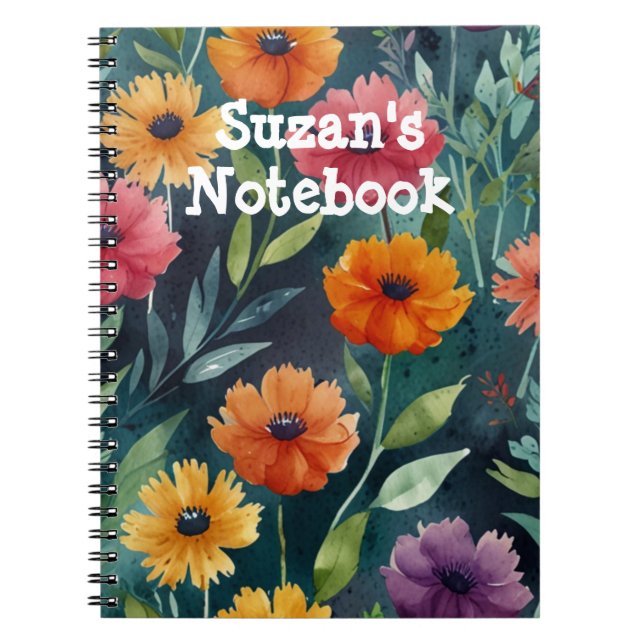 Caderno Espiral Floral Elegante (Frente)