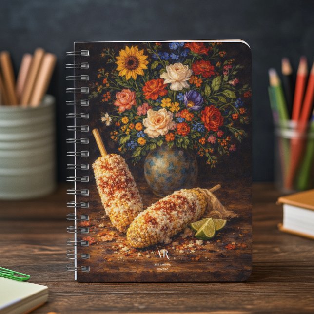 Caderno Espiral Floral Elote Still Life | Monogram (Criador carregado)