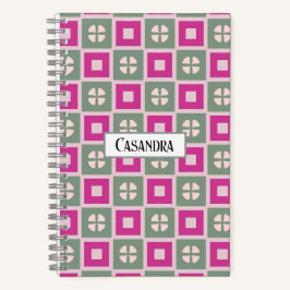 Caderno Espiral Floral em Caixa Verde e Magenta