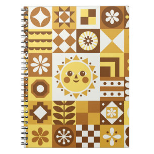 Caderno Espiral Floral escandinavo: Abstrato Vintage Card.
