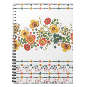 Caderno Espiral Floral Estilizado: Design sem água.