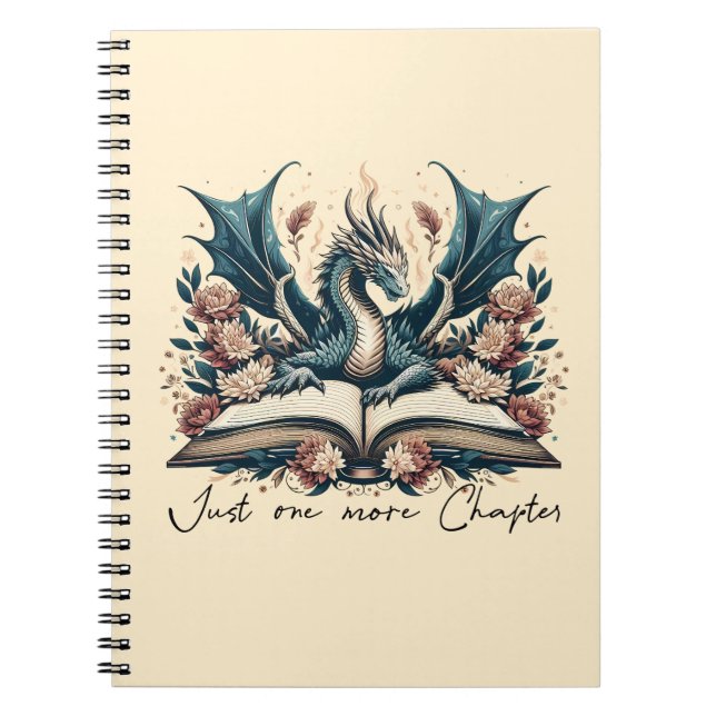 Caderno Espiral Floral Fantasy Book Dragon Só mais um capítulo (Frente)