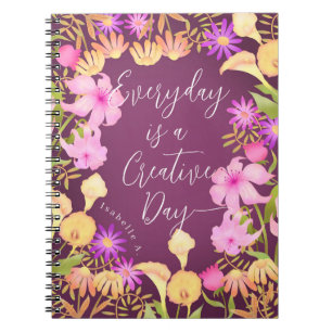 Caderno Espiral Floral Garden Creative Day Magenta