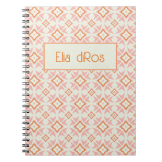 Caderno Espiral Floral Geométrico Rosa Corado