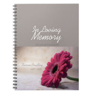 Caderno Espiral Floral Gerbera Funeral Memorial Guestbook SpNB