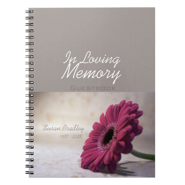 Caderno Espiral Floral Gerbera Funeral Memorial Guestbook SpNB (Frente)