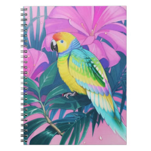 Caderno Espiral Floral/Havaí/Tropical/papagaio