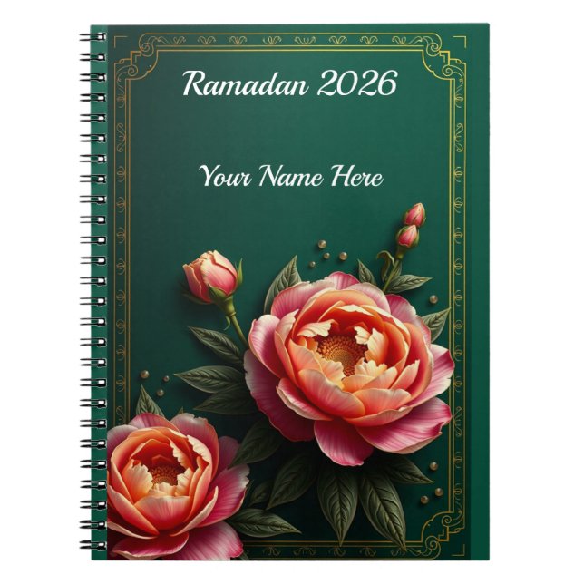 Caderno Espiral Floral Islâmico Sombrio e Temperamental (Frente)