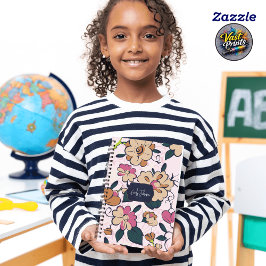 Caderno Espiral Floral Meadow Cream Pink Botanical Custom Name