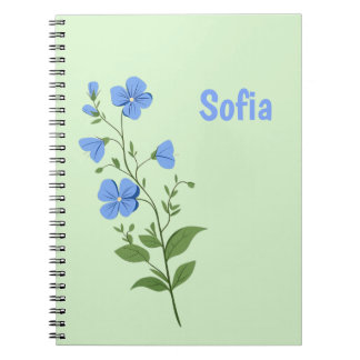 Caderno Espiral Floral modern daisy blue girly elegant stylish