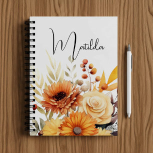 Caderno Espiral Floral personalizado aquarela
