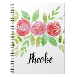 Caderno Espiral Floral Personalizado de Aquarela
