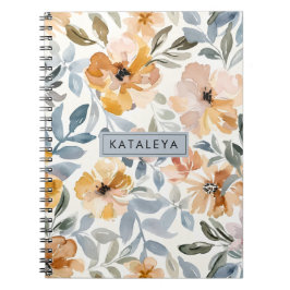 Caderno Espiral Floral Personalizado de Outono Suave