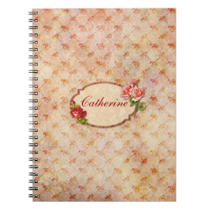 Caderno Espiral Floral personalizado feminino do vintage