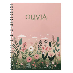 Caderno Espiral Floral Personalizado por Placas de Cartoon Minimal