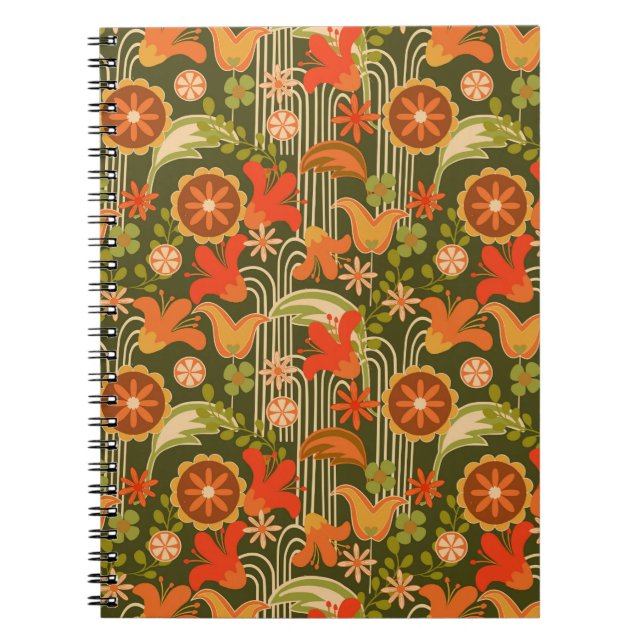 Caderno Espiral Floral retrô -  (Frente)