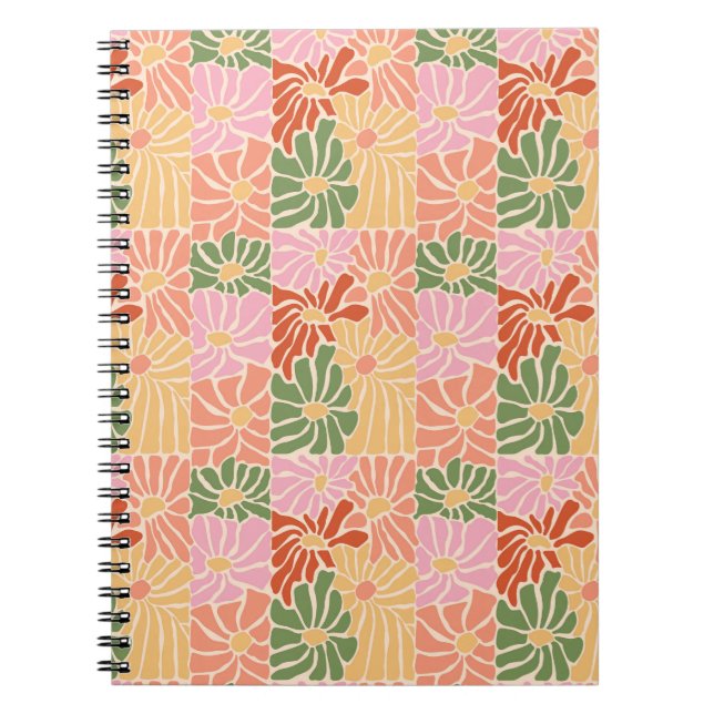 Caderno Espiral Floral Retro Groovy  (Frente)