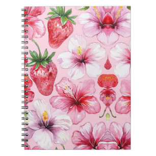Caderno Espiral Floral Rosa