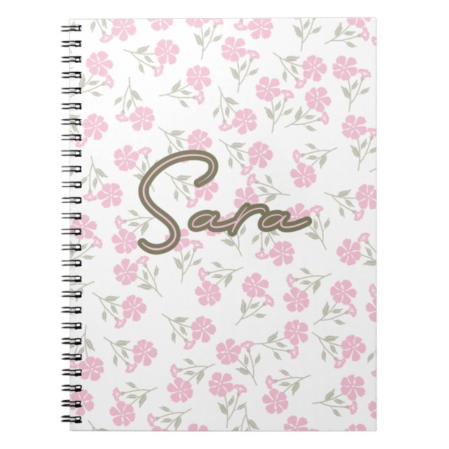 Caderno Espiral Floral rosa AOP (Frente)