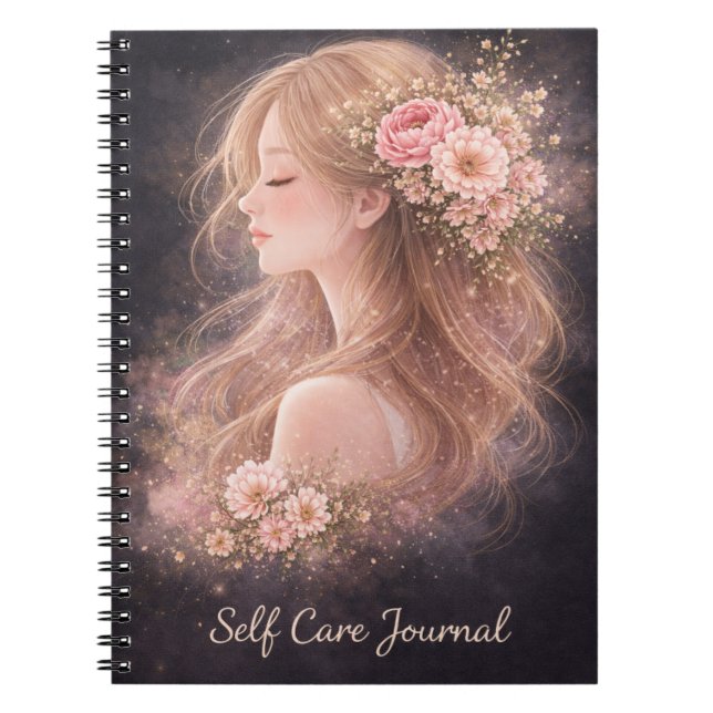 Caderno Espiral Floral Self Care Journal Notebook |  (Frente)