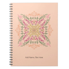 Caderno Espiral Floral Soft rosa caleidoscópio Script Melhor Mãe
